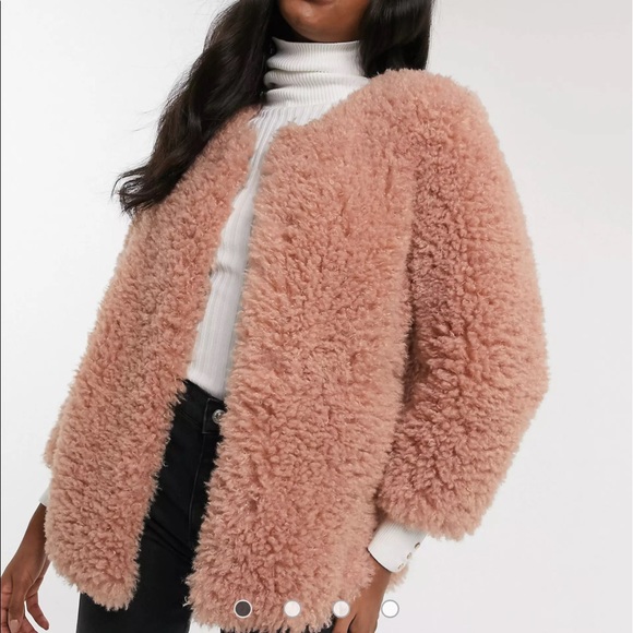 MANGO Pink Faux Fur Jacket NWT - Picture 1 of 7